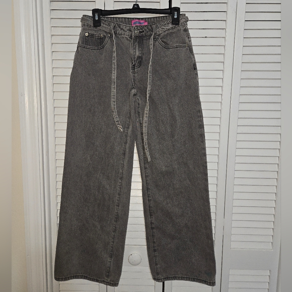 Edikted Women's S Gray Wide-Leg Jeans NEW - Picture 2 of 16